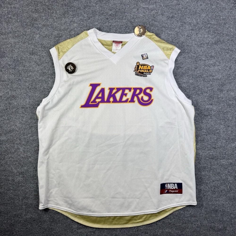 Vtg Shaquille O'neal GOLD 2001 Lakers NBA Finals Championship Jersey Majestic 2X